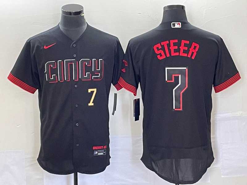 Men's Cincinnati Reds Spencer Steer Number Black 2023 City Connect Flex Base Stitched Jersey2,We sell and wholesale Men's Cincinnati Reds Spencer Steer Number Black 2023 City Connect Flex Base Stitched Jersey2 on line form chian!